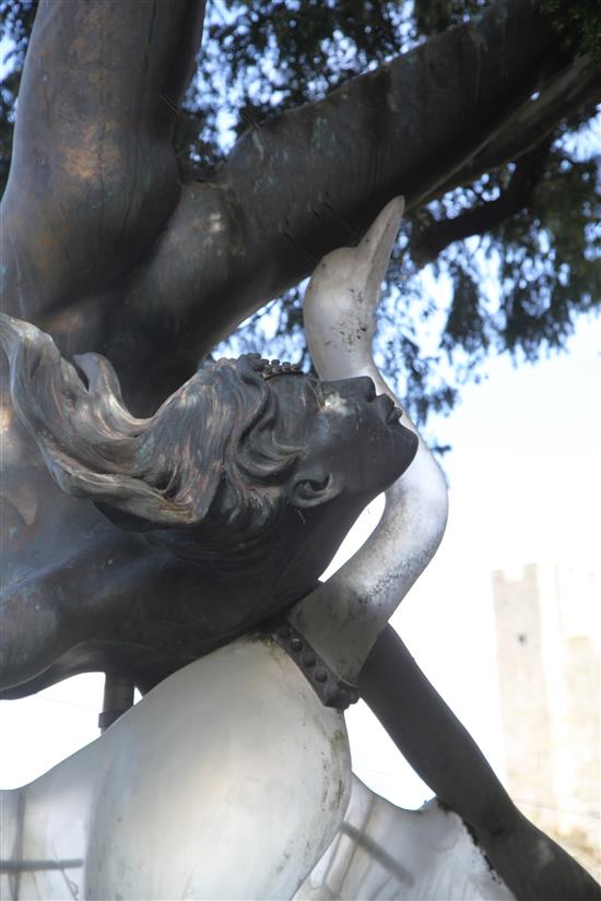 A monumental bronze and phenolic sculpture; Leda and the Swan, by Gerry Downes H. 5m. W. 2.6m approx.